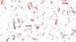 © TASNIMULHASSAN - Rose gold confetti falling on white background, metallic pink party streamers and stars, festive celebration overlay for wedding and birthday