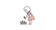 © Joko santoso - Little girl picking small colorful flowers.