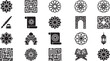 © RobiulIslam - Islamic Geometric Pattern Silhouette Vector Icon Set with Arabic Calligraphy Ornament Design Symbols