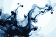 © saad - Abstract ink in water background with deep blue fluid swirls || Ethereal smoky ink diffusion on white background for design || Detailed blue liquid pigment dispersion with flowing trails