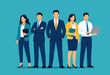 © bizvector - Group of five business experts. Vector business illustration.