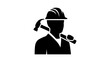 © masss - 'Professional handyman or carpenter wearing a hard hat safety helmet and carrying a tool. Vector flat illustration of a builder or repairman.'