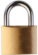 © Vividz Foto - Golden brass padlock with silver shackle isolated on transparent background