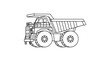 © Karos - Outline illustration of a heavy-duty mining dump truck, construction vehicle, industrial transport