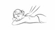 © val - Stylized illustration of a woman receiving a back massage in black and white