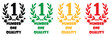 © Debasish - Set of colorful number one quality winner icons with laurel wreaths and stars for achievement success premium award and business excellence.