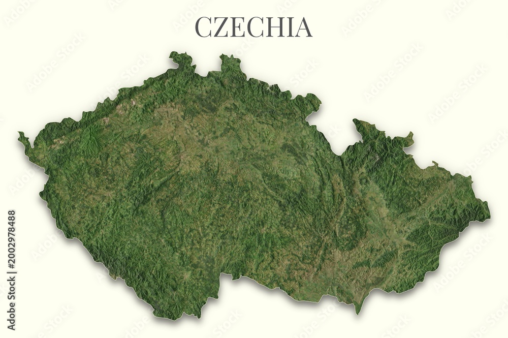 Czechia terrain map. Raster relief illustration of Czechia. Hillshaded ...