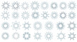 © Raha - Large collection of diverse blue starburst and sunburst shapes with various point counts for creative design labels.