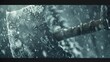 © Edu Estellez - Ancient battle axe covered with snow in cold environment, AI-generated.