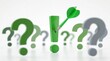 © Emanuel - Dart hitting green exclamation mark among question marks solution concept