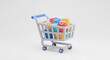© Erlangga - 3D Shopping Cart Icon in Smooth Soft Style, Modern E Commerce Trolley Illustration for Online Store and App UI Design