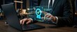 © SUPERARTMAN - Achieving compliance certification business professional utilizing digital tools in office environment to ensure quality assurance and regulatory standards