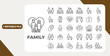© Kingko - Family line editable icon set. Contain icons related to parenthood, grandparents, children, adoption, and more. Editable stroke. Vector illustration