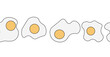 © Ekaterina - Fried eggs Egg Colored seamless horizontal border hand drawn illustration. Vector graphic line art. Food illustration decorative pattern For logo, web, package, sticker.