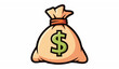 © MstLutfa - Cartoon Money Bag with Dollar Symbol Vector Illustration Cute Financial Cash Icon Isolated