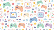 © 21graphic - Cute Gaming Pattern with Gamepads and Fun Icons