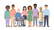 © Zanzaa - A diverse group of individuals standing together in unity and support. The image features people of different ages, backgrounds, and abilities, celebrating inclusivity.