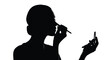 © Adobe - Silhouette illustration of a woman applying makeup with a brush and compact mirror