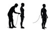 © Adobe - Silhouette illustration of a person plugging a cord into a female robot figure in a design concept