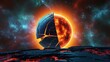 © Shampa - Sailing boat in front of huge sun
