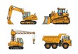 © paulus - Cartoon construction vehicles set with workers on white background