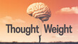 © Sohail - Thought Weight: An evocative image where a human silhouette, against a picturesque sky, delicately balances a brain, symbolizing the profound weight of human thought and intellect.
