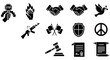 © Muhammad - Collection of diverse vector graphic icons symbolizing peace and conflict resolution