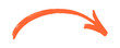 © dirtyfellas - Wide arched orange crayon arrow curving from left to right. Playful hand drawn directional sketch with realistic wax finish for creative branding, school projects, and modern artistic visuals.