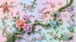 © Nitro arts - Chinoiserie art pattern flat Pastel colors grass blades style