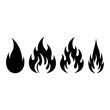 © Asim - Four black flame icons burning hot on white