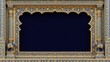 © FashionFarmer - Ornate Indian Archway Frame with Blue and Gold Floral Pattern isolated on Transparent Background