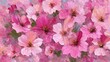 © PhotoVibe - Art background features abstract pink flowers painted by hand in an impressionistic style, showing color texture and brush strokes.