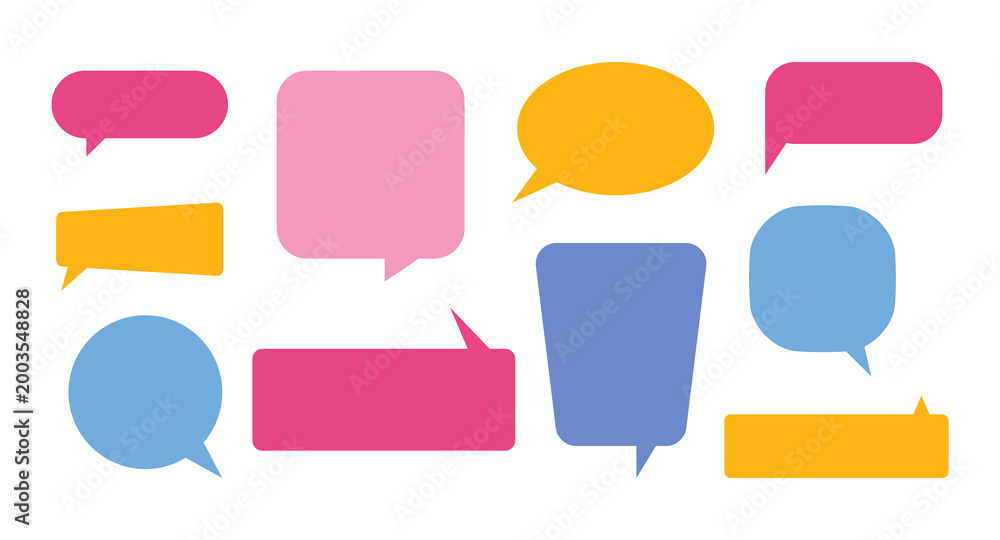 Speech bubbles vector set. Multicolored text boxes blank templates ...