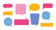 © DELYRICA - Speech bubbles vector set. Multicolored text boxes blank templates.