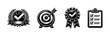 © 11ua - Vintage style vector set of achievement icons with laurel wreath badge target ribbon checklist
