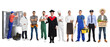 © New Africa - Graduate student and men of various occupations on white background. Choice of profession