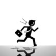© Van - Businessman running with briefcase stress.