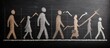 © adiba - Chalkboard-style illustration depicting figures walking with changing graphs on a black background