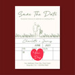 © Proyecto Randy - Elegant Wedding Save the Date Card Template with Minimalist Couple Line Art Illustration and Heart Calendar Design