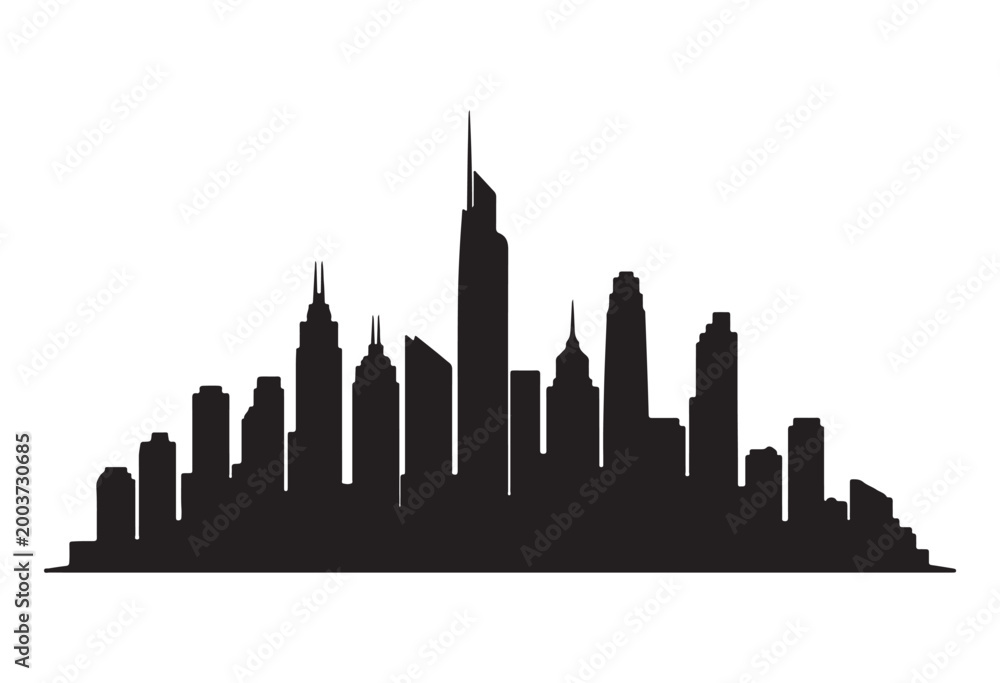 Vector illustration of city skyline, new york city skyline silhouette ...