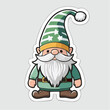 © sapri - Cute Cartoon Gnome with Green Striped Hat