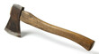 © Nisha - Vintage hand axe with wooden handle and rusty metal blade isolated on a white background