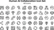 © MdMahfujAhmmed - Human AI Collaboration Icon Set Featuring Teamwork, Communication, Automation, Decision Making and Intelligent Assistance Concepts