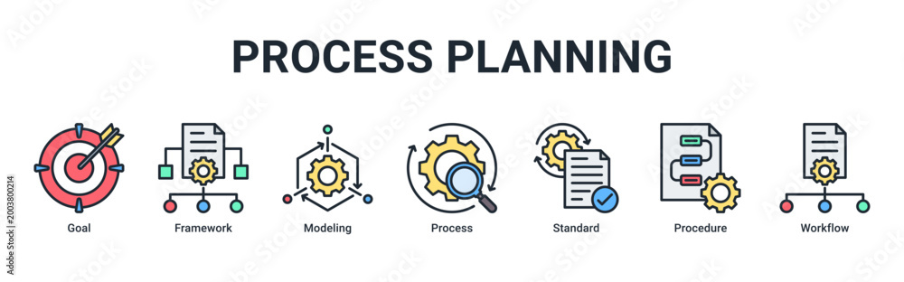 Process Planning web banner icon vector illustration featuring Goal ...