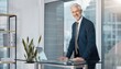© WS Studio 1985 - The Confident Executive: A distinguished executive stands with poise in a modern office setting. the epitome of success and leadership.