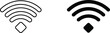 © Aman9 - Outline and filled Wi- Fi signal icons with diamond base on white background Keywords: wifi signal icon wireless internet connection network symbol technology
