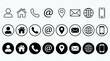 © MR7 - Business card icon set. Containing contact information, name, address, phone, e-mail, location, website, telephone, mail and etc. Vector file illustration.
