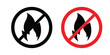 © Hunt - No fire sign vector editable stroke. logo symbol illustration.