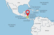 © Julia Anisimova - Nicaragua location on the political map of America with pin location marker. Vector flat template.