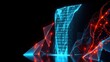 © antishock - Abstract digital landscape. Glowing polygonal structures, binary code streams, dark background creates futuristic vibe.
